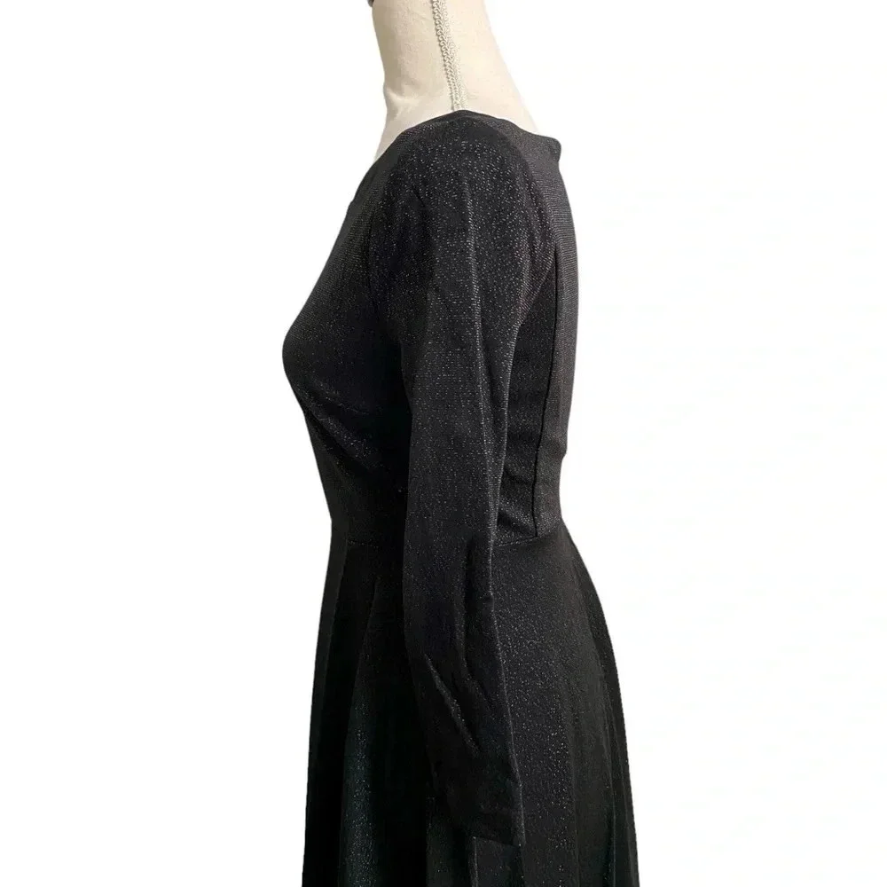 Kate Spade Sparkle Ponte Black Fit Flare Cocktail Dress Size 0